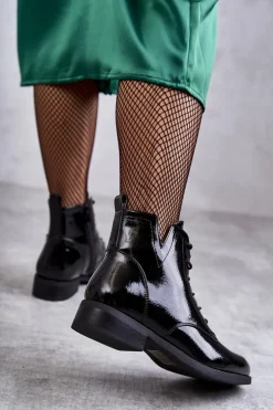 Klasyczne Botki Lakierowane Damskie Sztyblety Bello