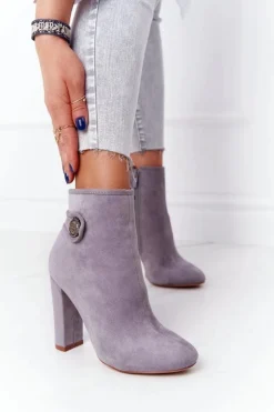 Klasyczne Botki Na Słupku Lu Boo Szare