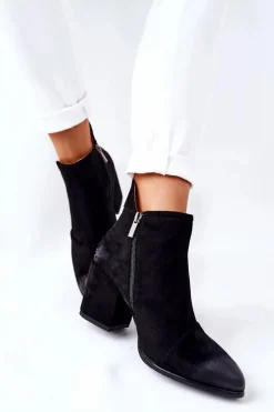 Klasyczne Botki Na Suwak Czarne Veriane