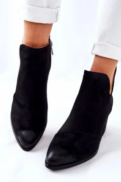 Klasyczne Botki Na Suwak Czarne Veriane