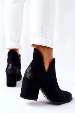 Klasyczne Botki Na Suwak Czarne Veriane