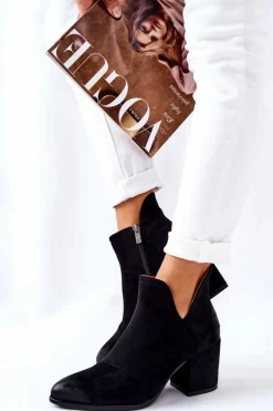 Klasyczne Botki Na Suwak Czarne Veriane