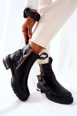 Klasyczne Botki Z Paskiem Czarne Lorie