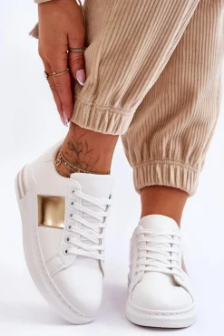 Klasyczne Buty Sportowe Biało-Złote Follow Me