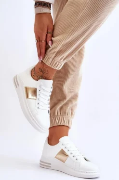 Klasyczne Buty Sportowe Biało-Złote Follow Me