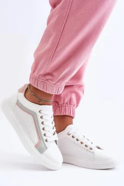 Klasyczne Buty Sportowe Damskie Biało-Różowe Amaranti