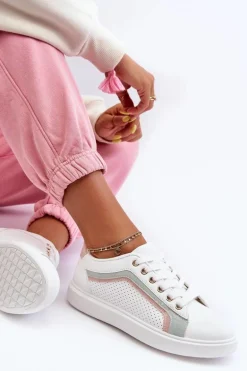 Klasyczne Buty Sportowe Damskie Biało-Różowe Amaranti