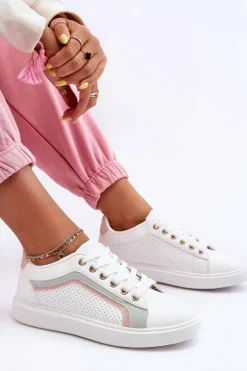 Klasyczne Buty Sportowe Damskie Biało-Różowe Amaranti