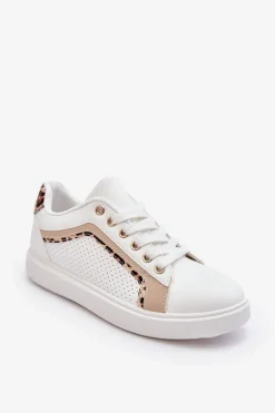 Klasyczne Buty Sportowe Damskie Biało-Beżowe Amaranti