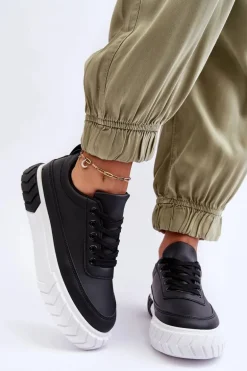 Klasyczne Buty Sportowe Na Platformie Czarno-Białe Nannzie