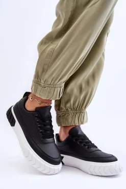 Klasyczne Buty Sportowe Na Platformie Czarno-Białe Nannzie