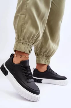 Klasyczne Buty Sportowe Na Platformie Czarno-Białe Nannzie