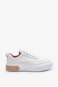 Klasyczne Buty Sportowe Na Platformie Biało-Beżowe Nannzie