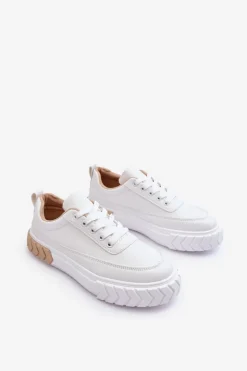 Klasyczne Buty Sportowe Na Platformie Biało-Beżowe Nannzie