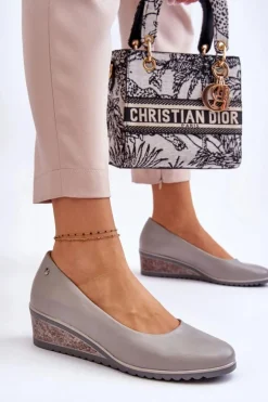 Klasyczne Czółenka Na Koturnie Szare Graysen