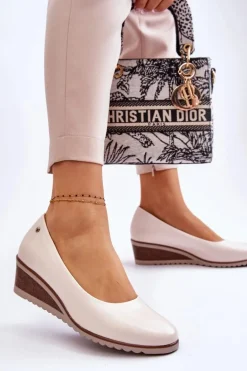 Klasyczne Czółenka Na Koturnie Beżowe Graysen