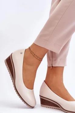 Klasyczne Czółenka Na Koturnie Beżowe Graysen