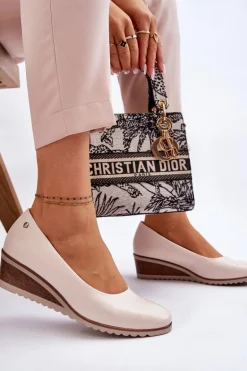 Klasyczne Czółenka Na Koturnie Beżowe Graysen