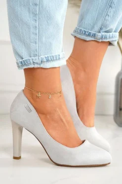 Klasyczne Czółenka Na Słupku Zamszowe Szare Eliana