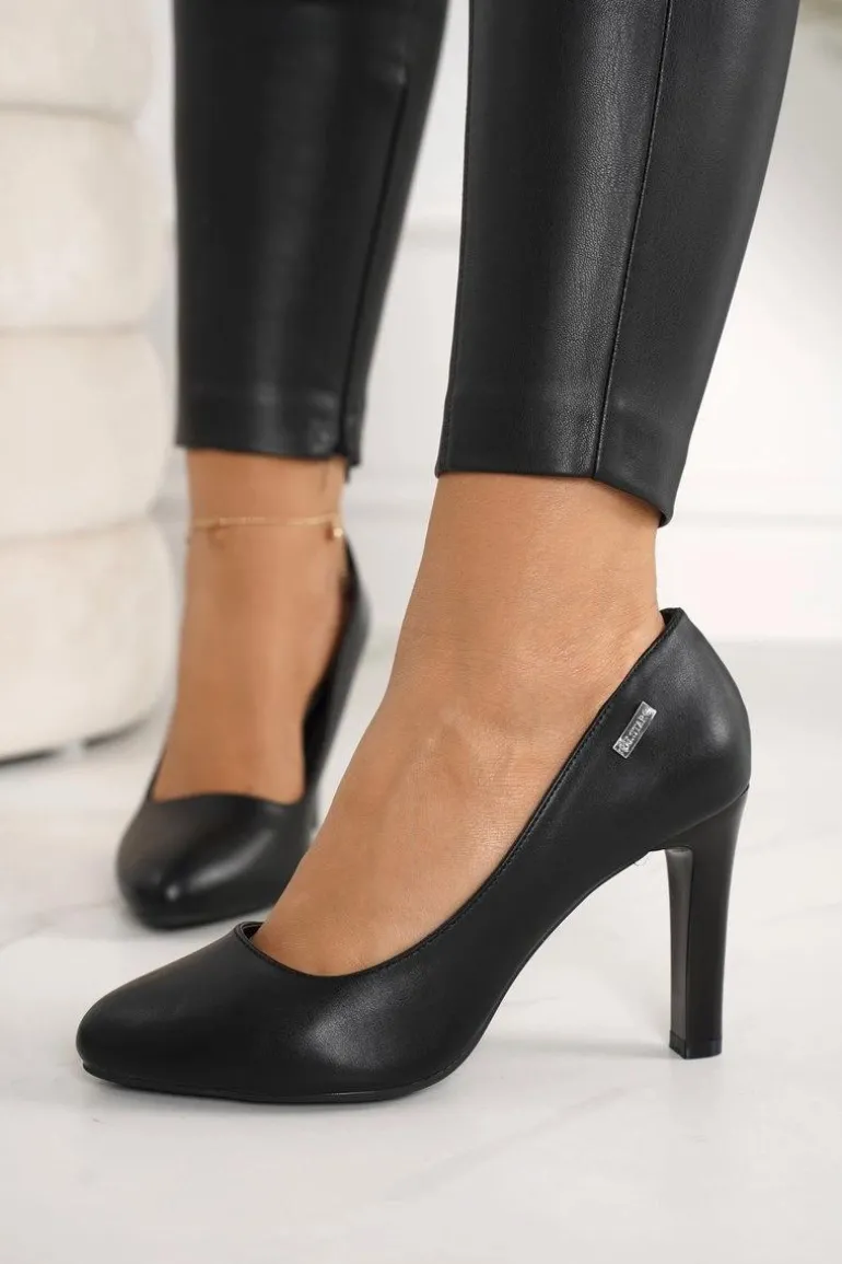 Klasyczne Czółenka Na Słupku Czarne Eliana