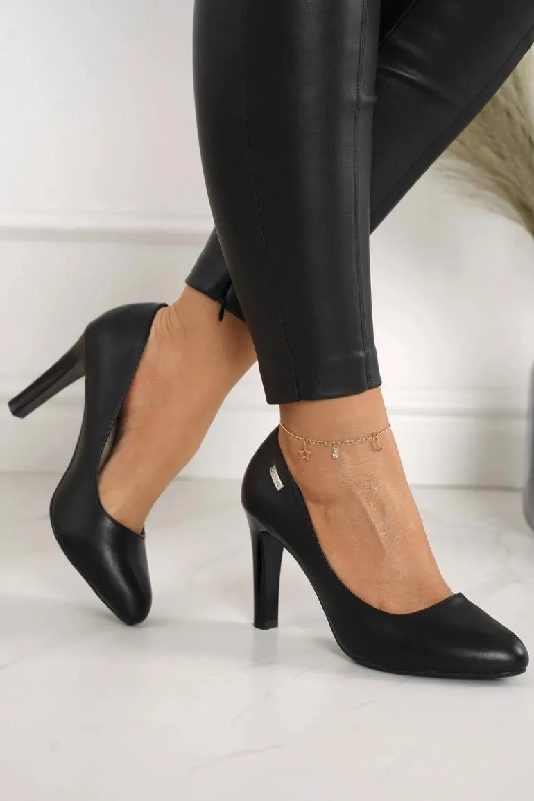 Klasyczne Czółenka Na Słupku Czarne Eliana