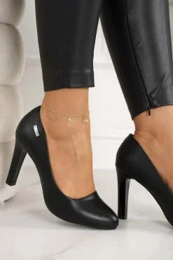 Klasyczne Czółenka Na Słupku Czarne Eliana