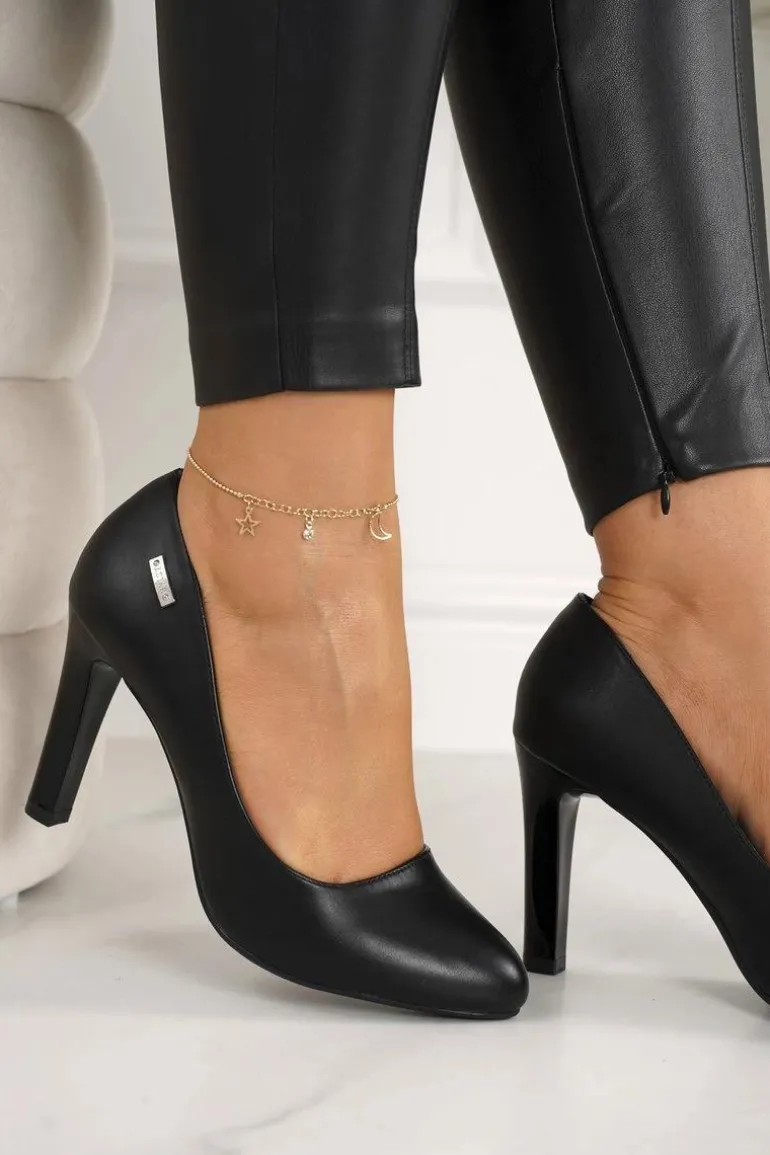 Klasyczne Czółenka Na Słupku Czarne Eliana