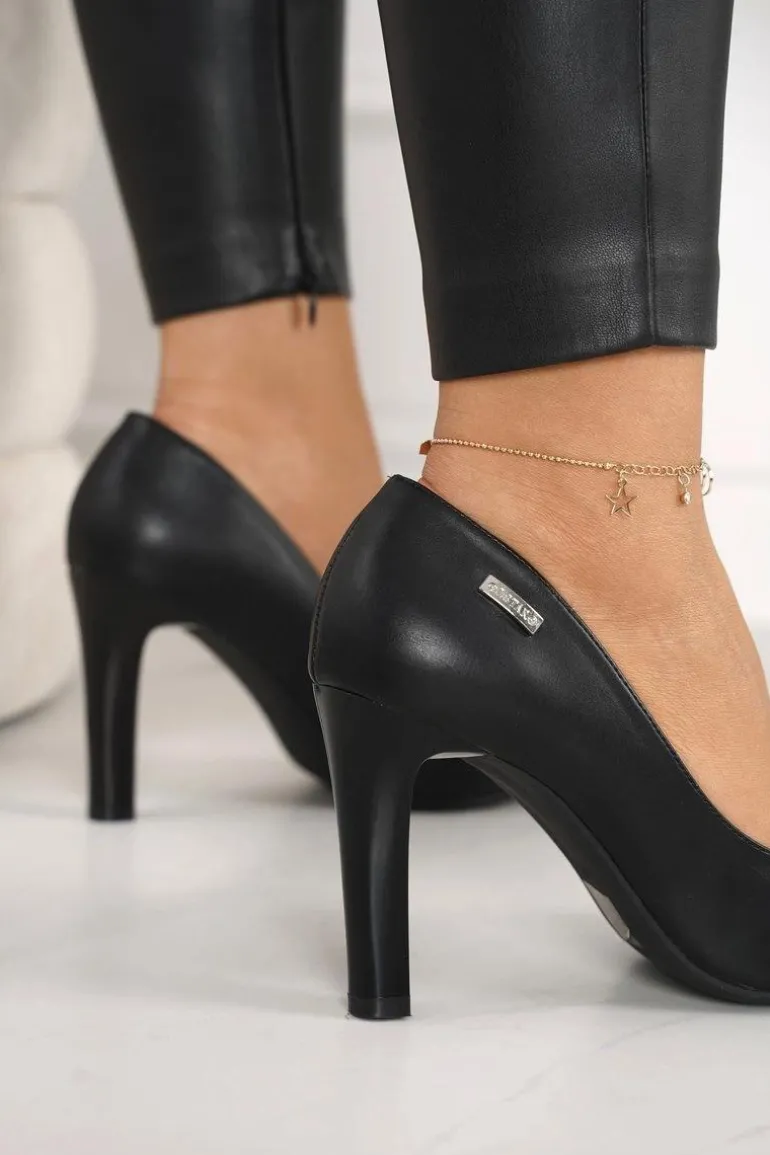 Klasyczne Czółenka Na Słupku Czarne Eliana