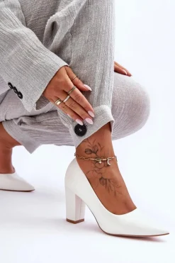 Klasyczne Czółenka Na Słupku Białe Odessa