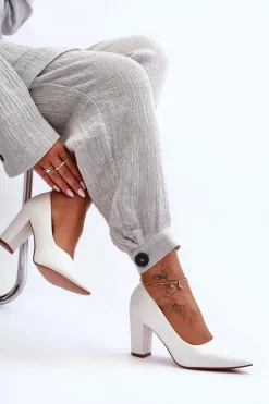 Klasyczne Czółenka Na Słupku Białe Odessa