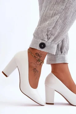 Klasyczne Czółenka Na Słupku Białe Odessa