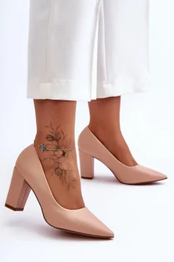 Klasyczne Czółenka Na Słupku Nude Odessa