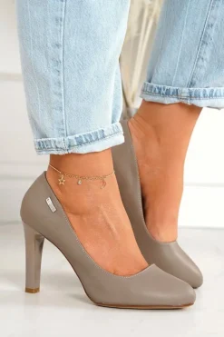 Klasyczne Czółenka Na Słupku Cappuccino Eliana