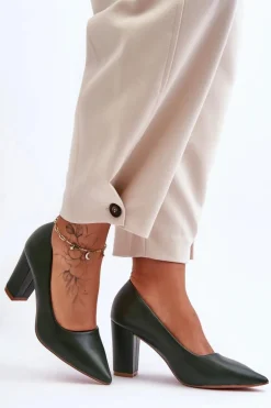 Klasyczne Czółenka Na Słupku Ciemnozielone Odessa