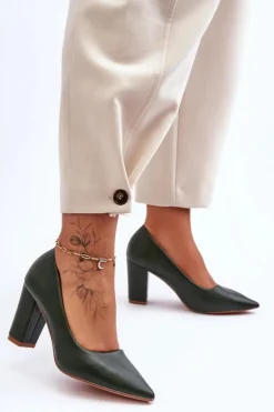 Klasyczne Czółenka Na Słupku Ciemnozielone Odessa