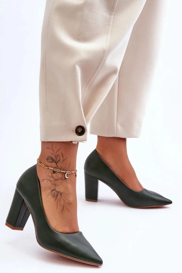 Klasyczne Czółenka Na Słupku Ciemnozielone Odessa