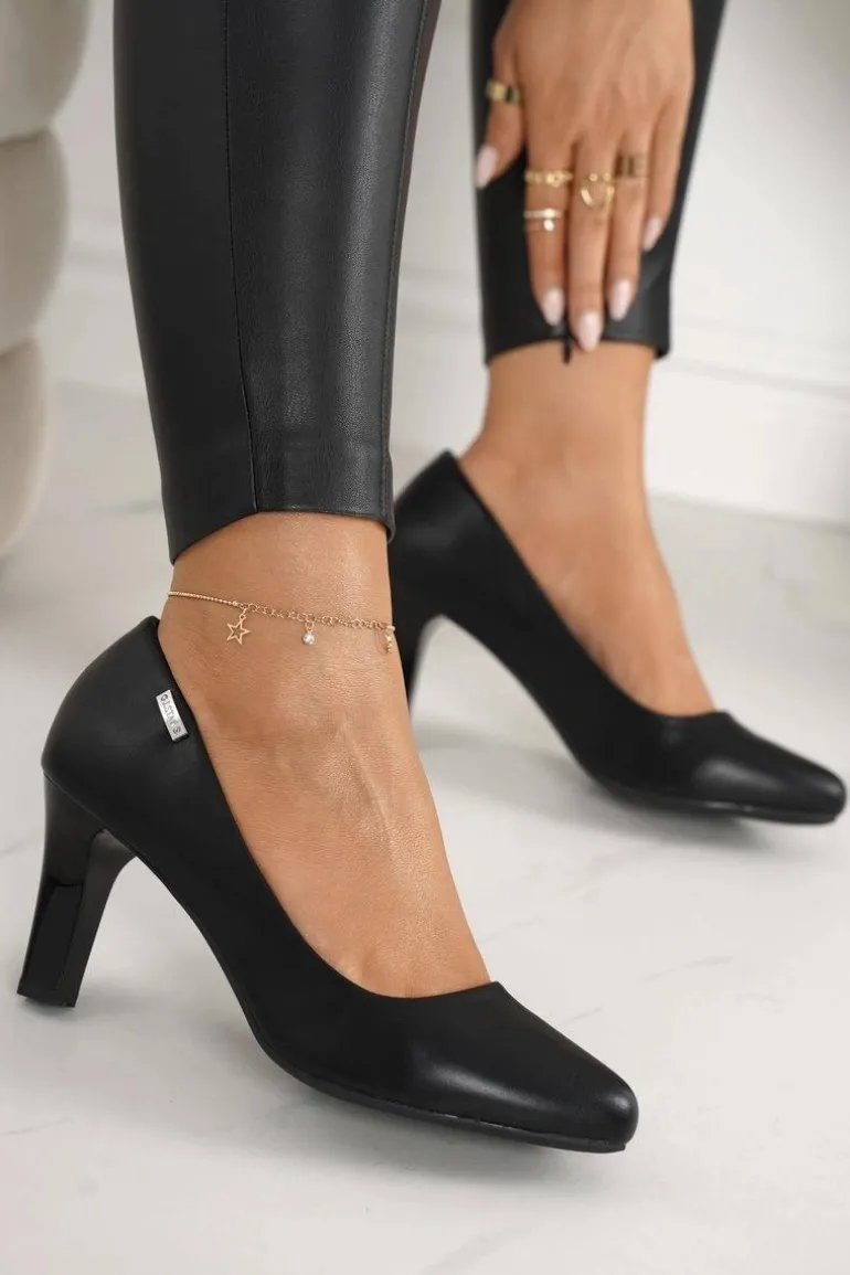 Klasyczne Czółenka Na Słupku Czarne Eleanor