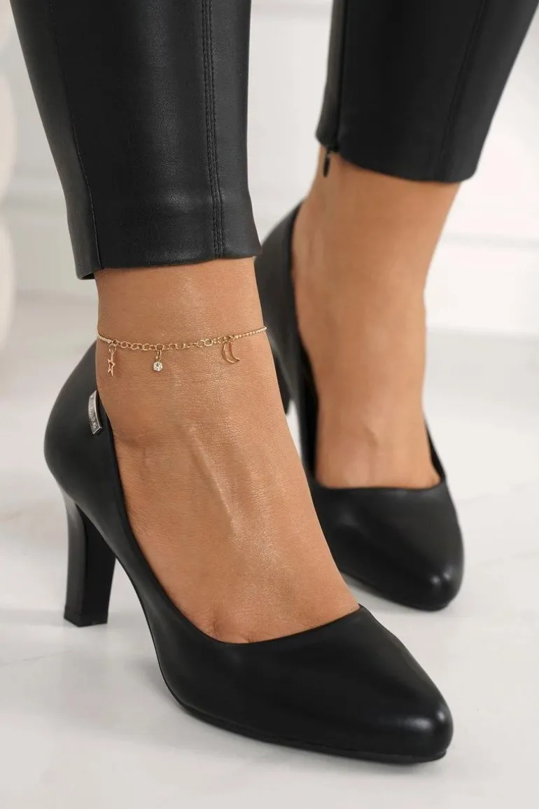 Klasyczne Czółenka Na Słupku Czarne Eleanor