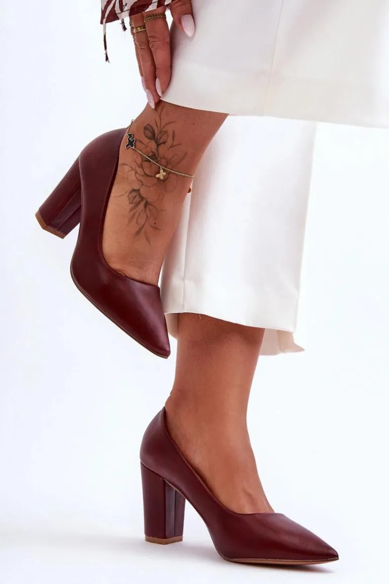 Klasyczne Czółenka Na Słupku Bordowe Odessa