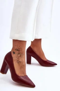 Klasyczne Czółenka Na Słupku Bordowe Odessa