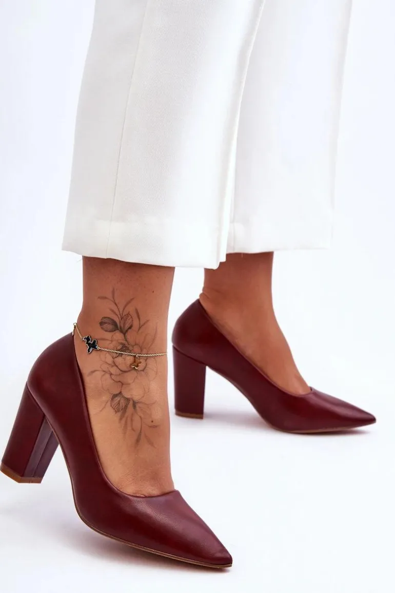 Klasyczne Czółenka Na Słupku Bordowe Odessa