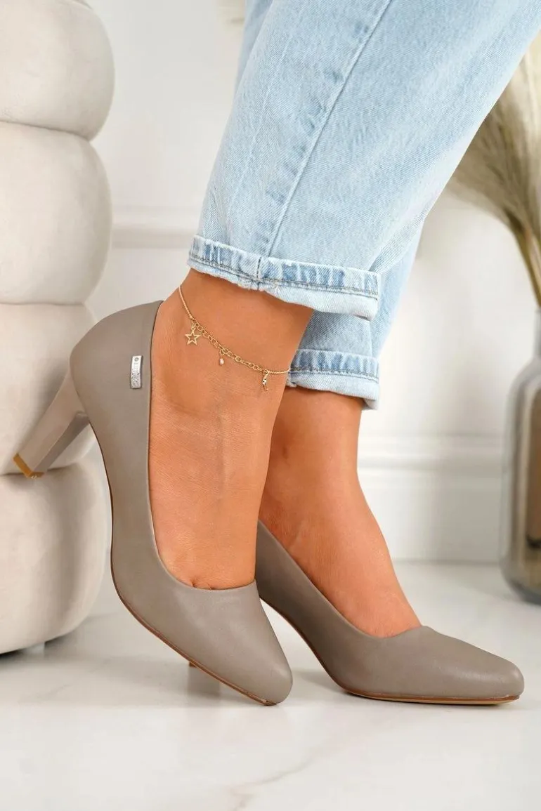 Klasyczne Czółenka Na Słupku Cappuccino Eleanor