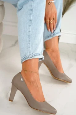 Klasyczne Czółenka Na Słupku Cappuccino Eleanor