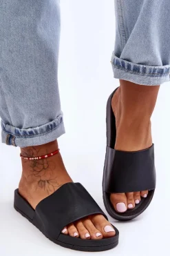 Klasyczne Damskie Klapki Czarne Rolien