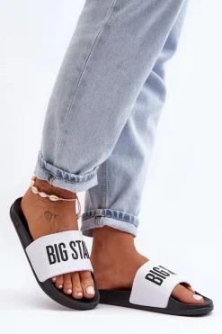 Klasyczne Damskie Klapki Big Star MM274713 Biało-Czarne