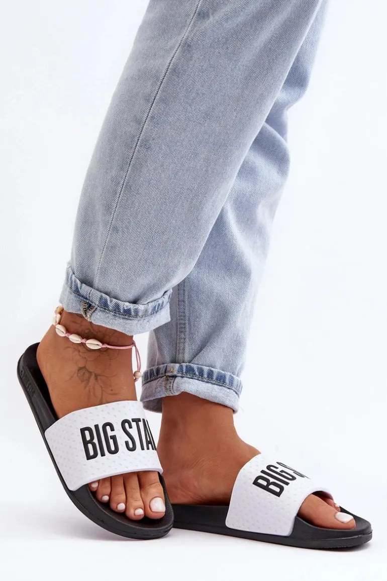 Klasyczne Damskie Klapki Big Star MM274713 Biało-Czarne