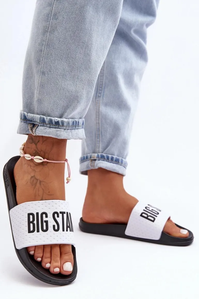 Klasyczne Damskie Klapki Big Star MM274713 Biało-Czarne