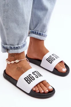 Klasyczne Damskie Klapki Big Star MM274713 Biało-Czarne