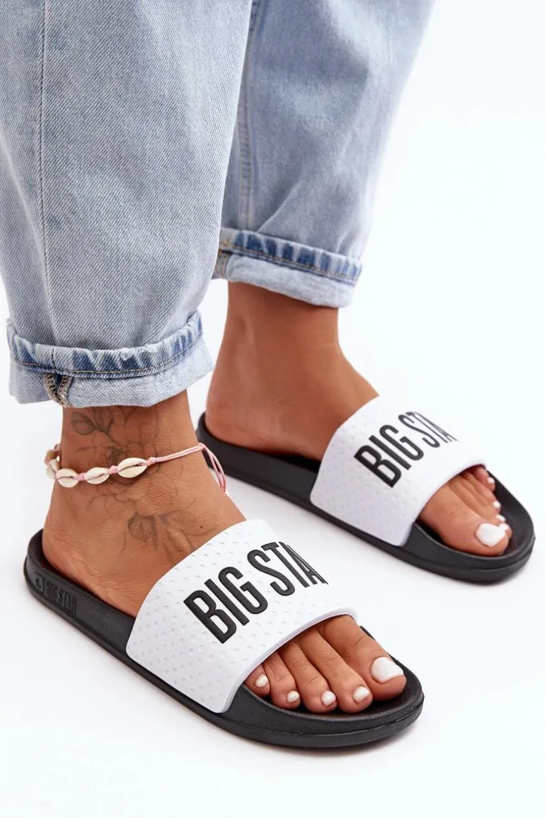 Klasyczne Damskie Klapki Big Star MM274713 Biało-Czarne