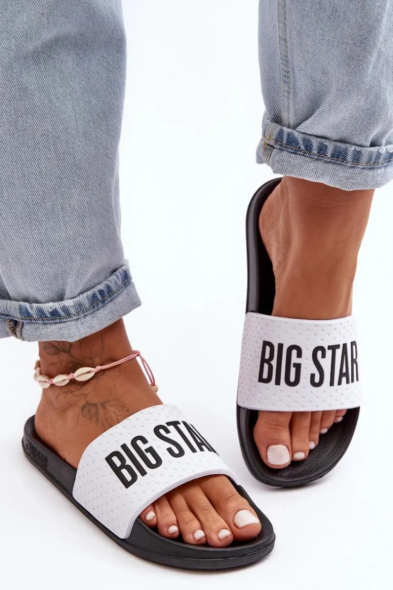 Klasyczne Damskie Klapki Big Star MM274713 Biało-Czarne